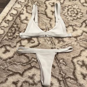 SHEIN White & Black Set Triangle High Leg Bikini
